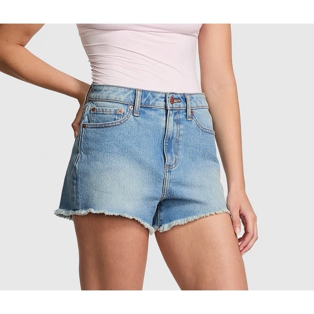 PINK Denim High-Rise Cut Off Jean Shorts